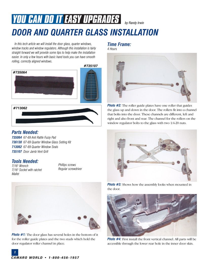 19671969 door and quarter glass installatioin Team Camaro Tech